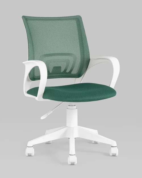 Кресло офисное TopChairs ST-BASIC-W зеленый крестовина пластик белый.