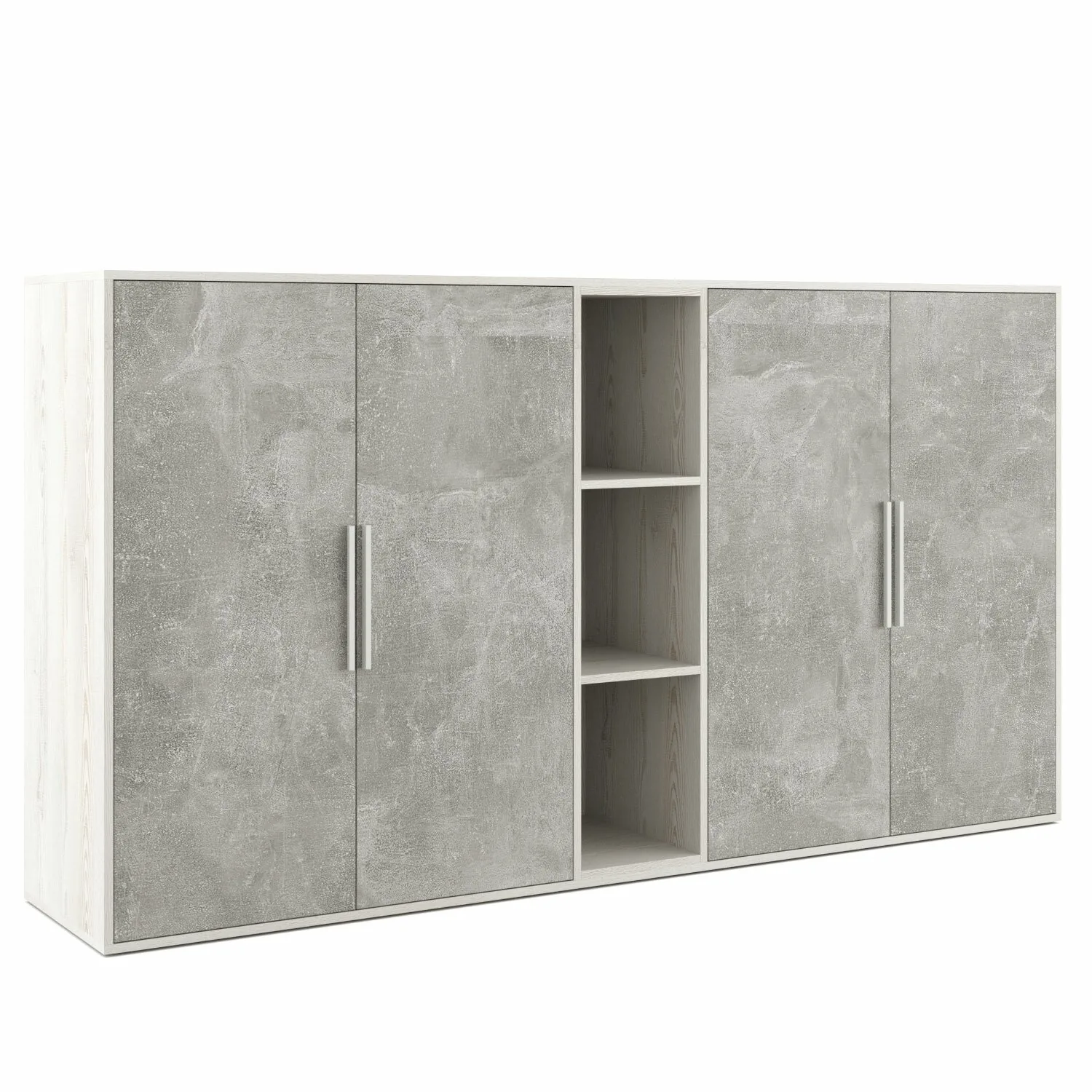 B-tone Шкаф средний 4 створки, с нишей 213,8x45x115,7 сосна бетон светлый BTN36153231