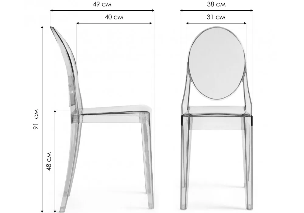 Пластиковый стул Victoria clear gray.