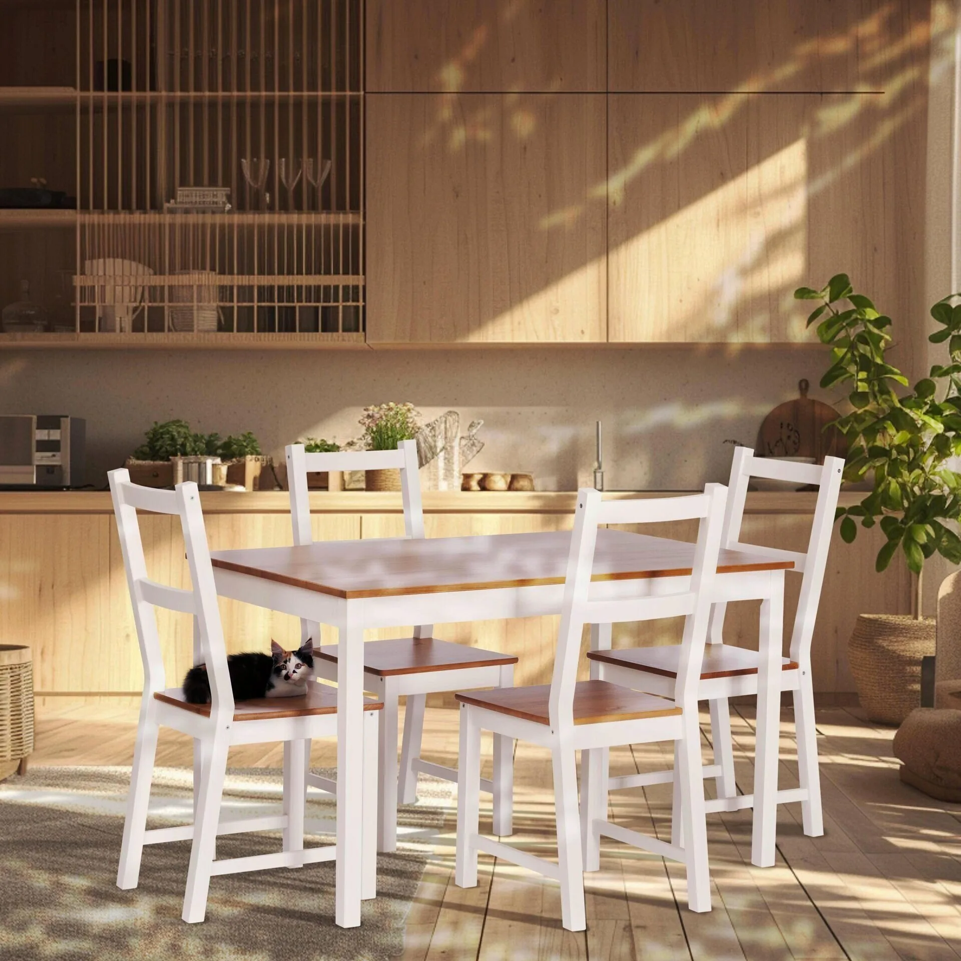 Обеденный комплект Соната (стол + 4 стула) / Sonata dining set антик/белый_21794