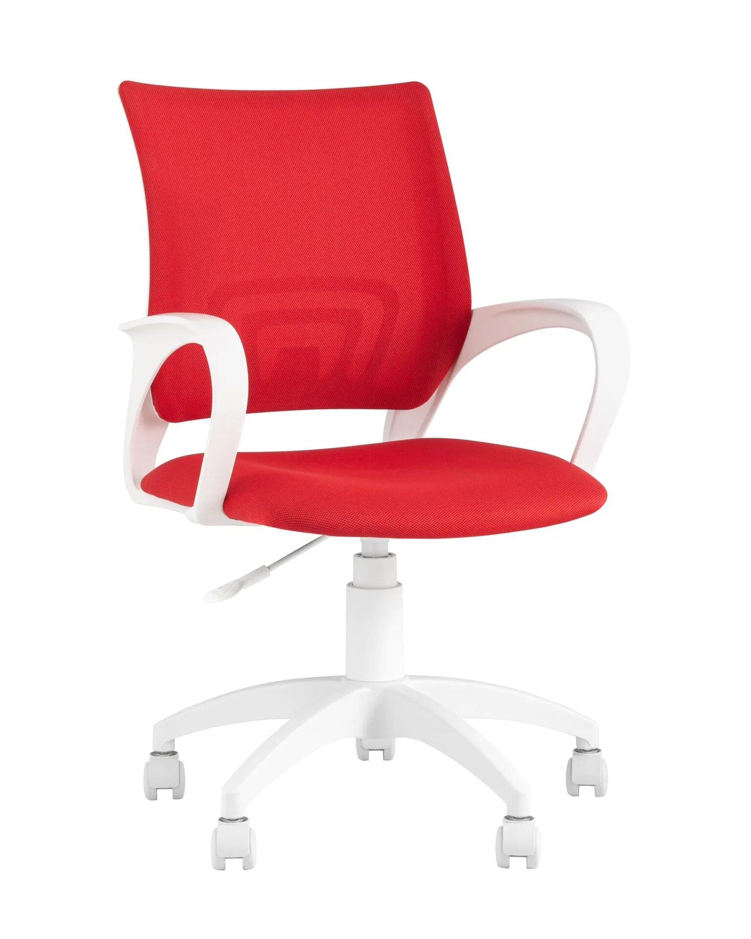 Кресло офисное TopChairs ST-BASIC-W красная ткань крестовина белый пластик.