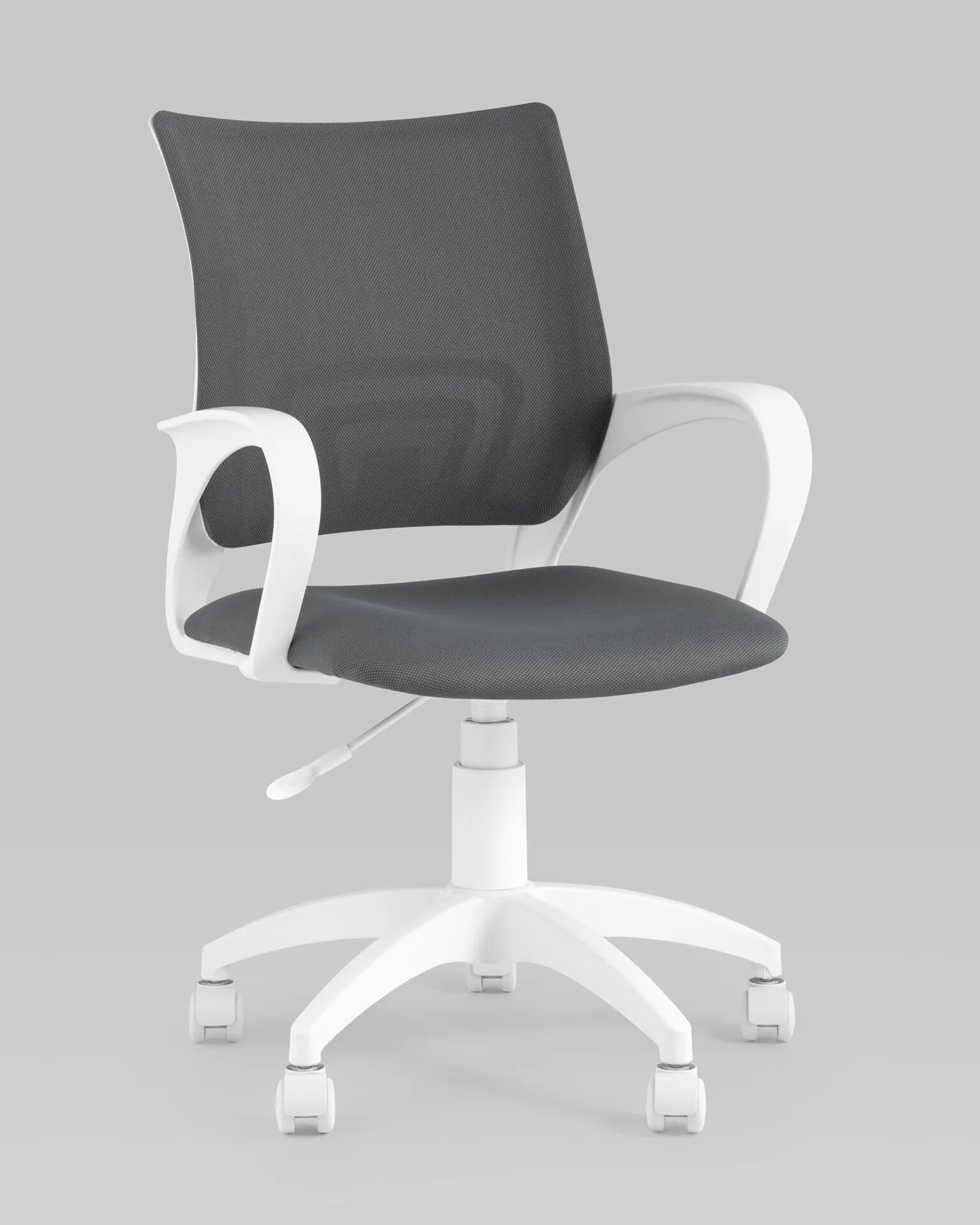 Кресло офисное Topchairs ST-BASIC-W серая ткань крестовина белый пластик.