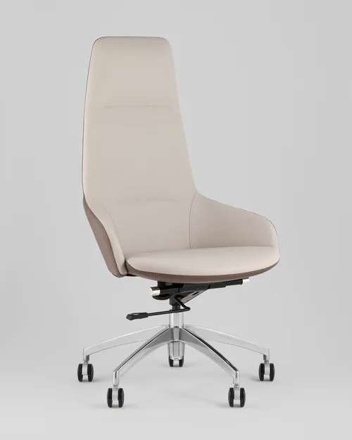 Кресло руководителя TopChairs Soulo светло-серый, коричневый.