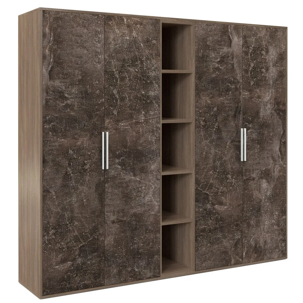 B-tone Шкаф высокий 4 створки, с нишей 213,8x45x191,7 дуб урбан бетон темный BTN36153442