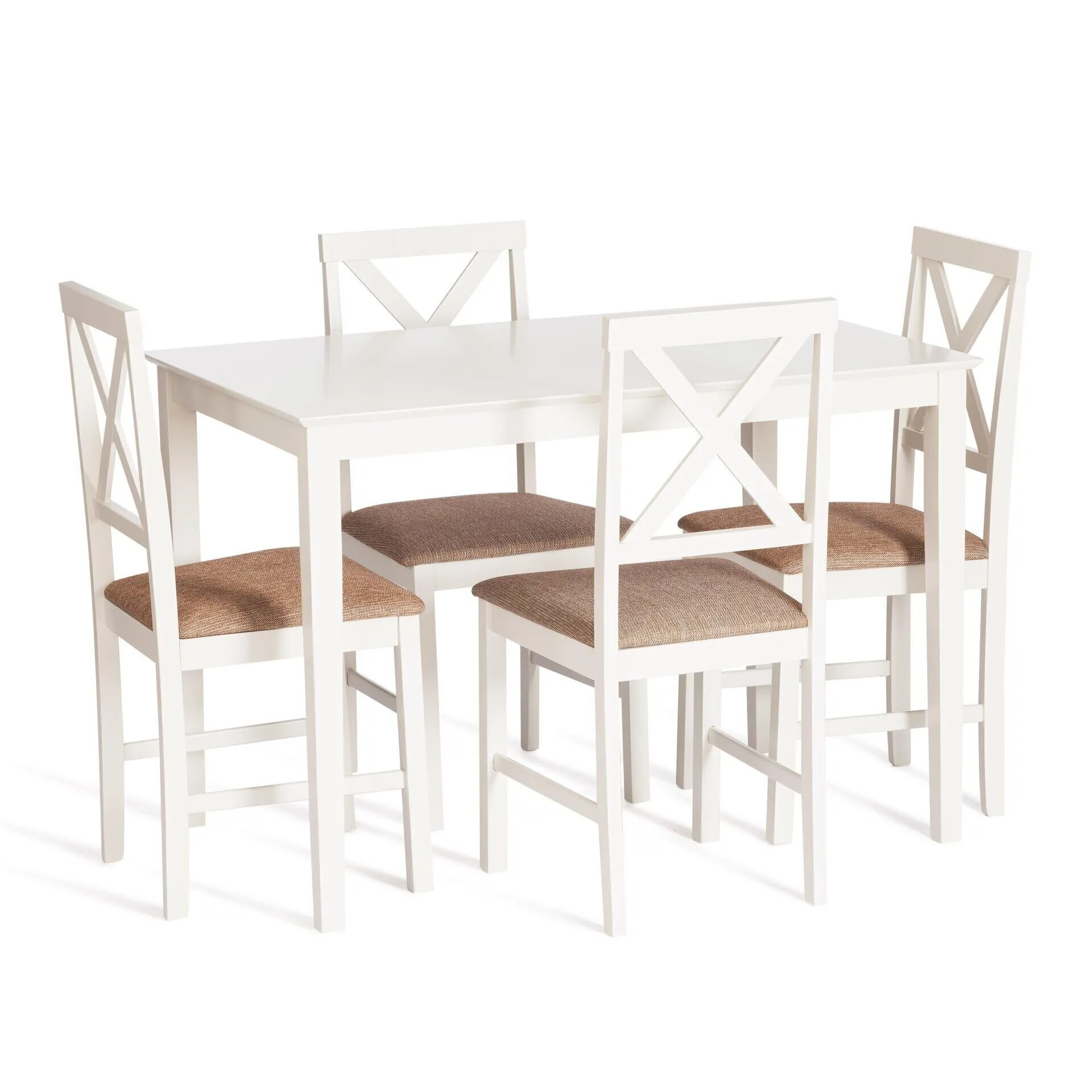 Обеденный комплект Хадсон (стол + 4 стула)/ Hudson Dining Set ivory white (слоновая кость)_13692